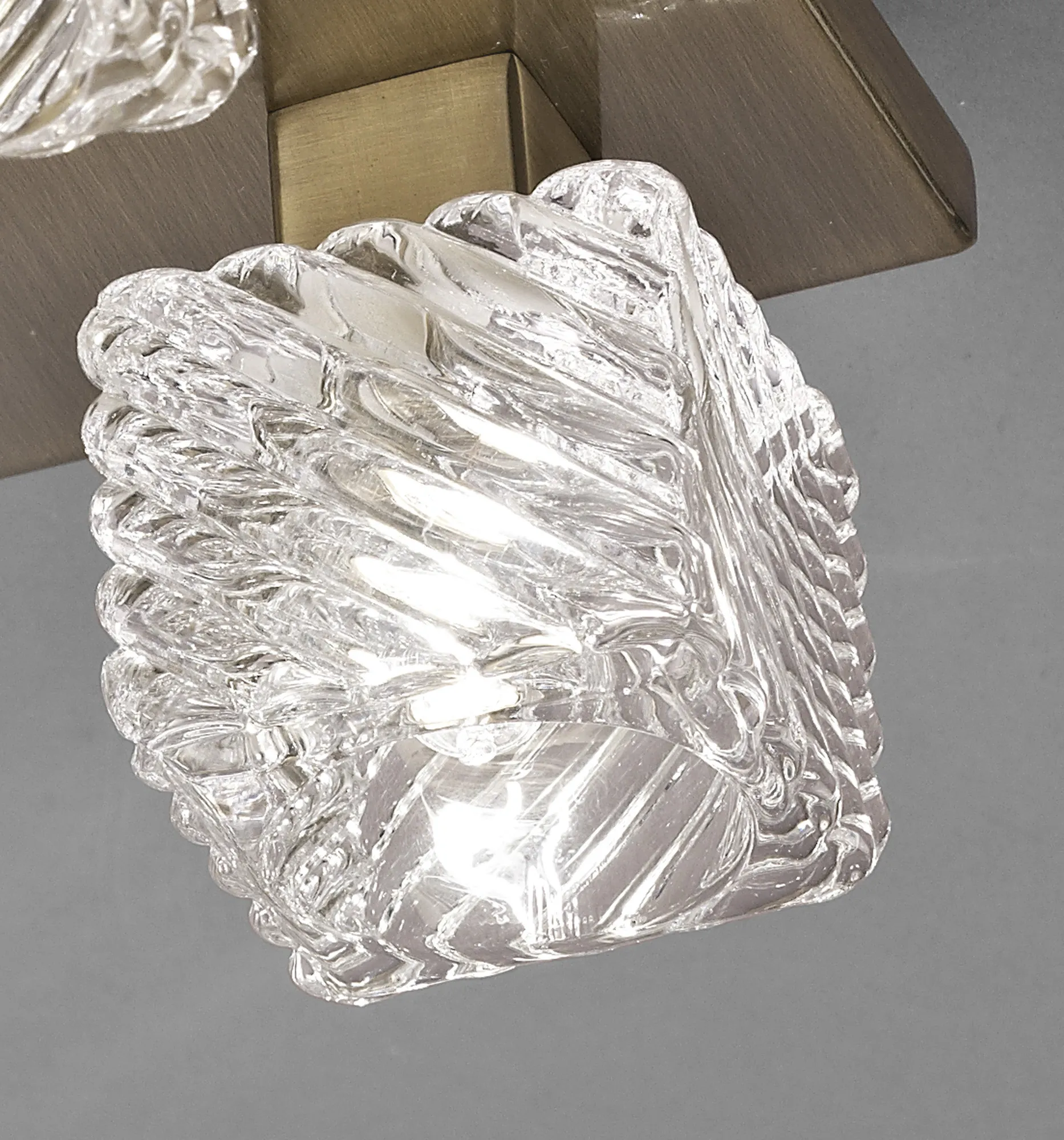Accor Glass Square Ceiling Flush 5 Light Antique Brass D0164  Deco Accor